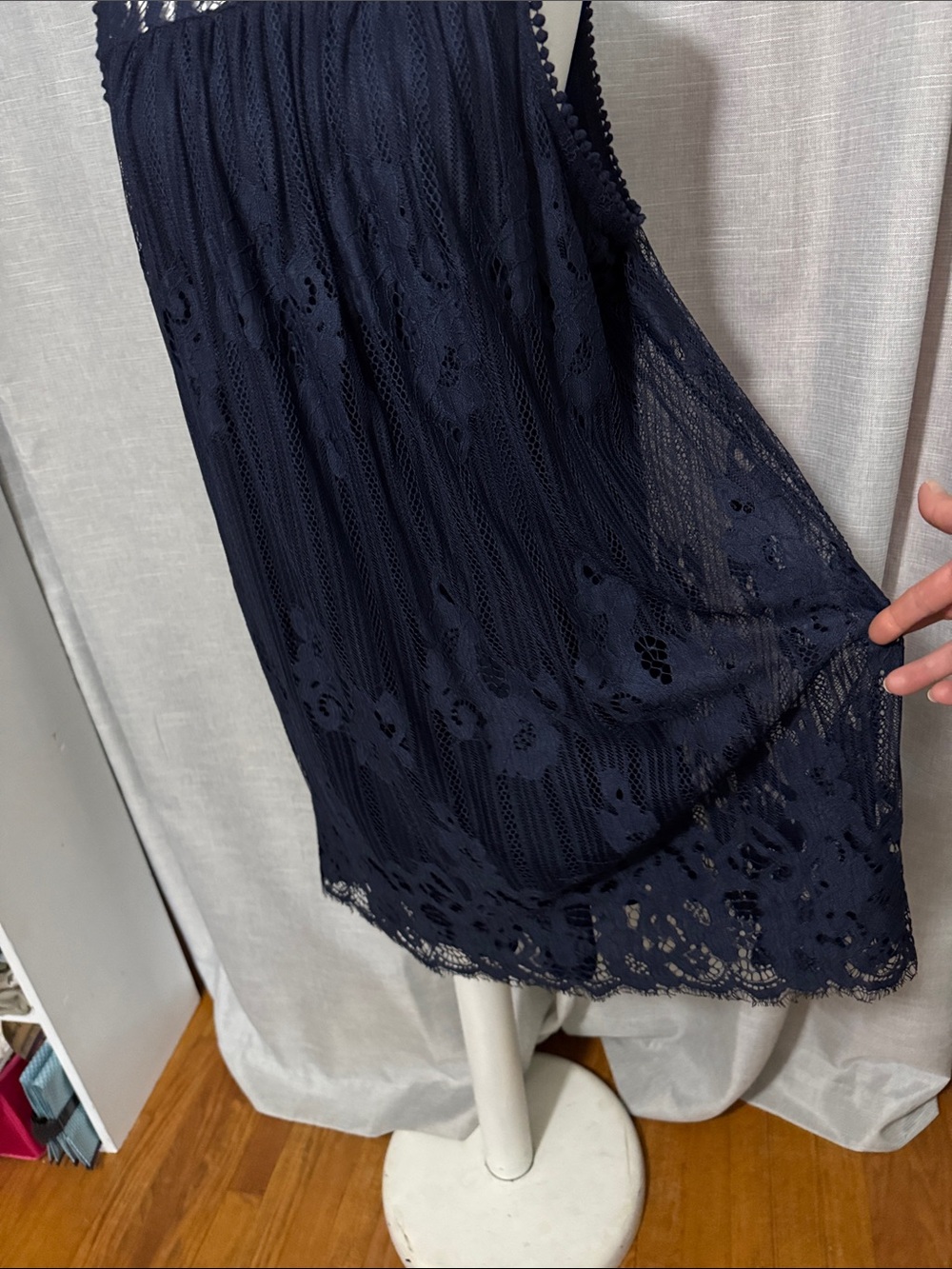 NWT Maurice’s Dress-0-Navy Lace Overlay-Swing Style-High Neck-Popover-Sleeveless - Picture 5 of 15